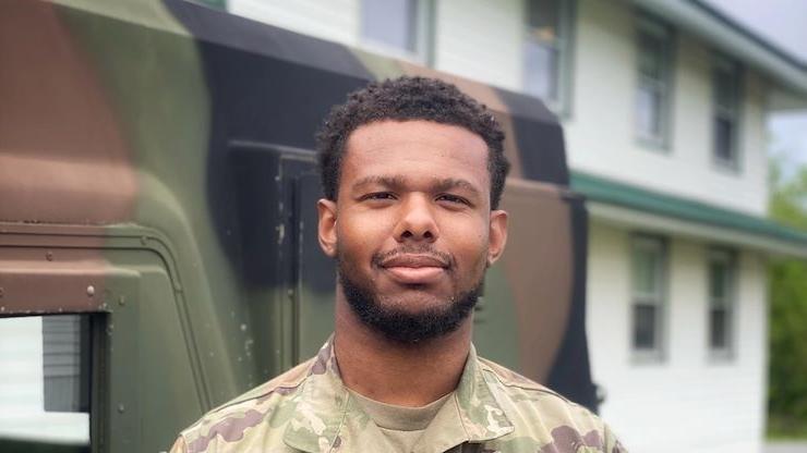 United States Army National Guard Sgt. Ashon Calhoun is a 2022 MCCC alumnus. He recently completed his bachelor's degree from Penn State Harrisburg and was named student speaker. Photo by Maj. Travis Mueller